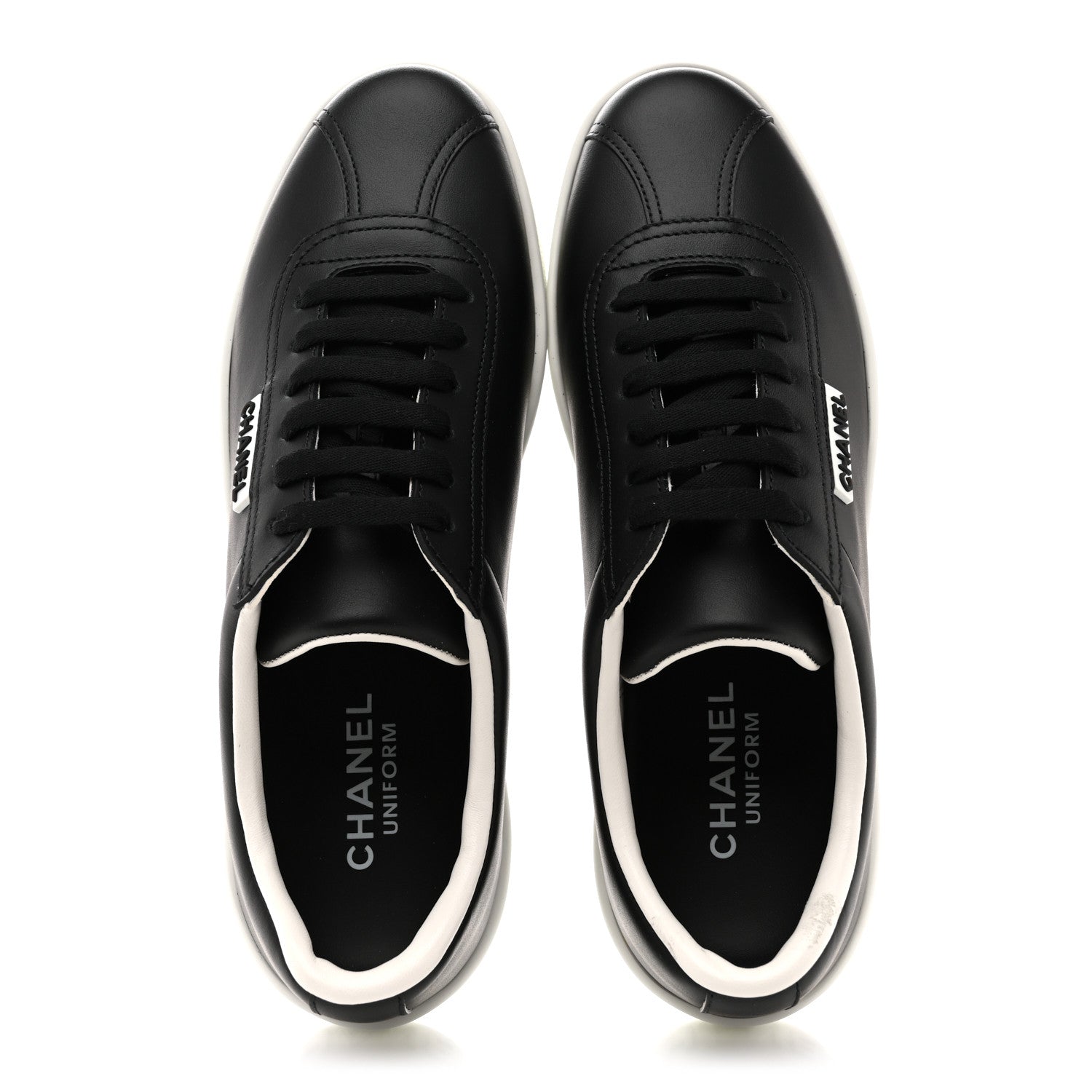 Chanel Calfskin CC Womens Sneakers 37.5 Black 2 of 10