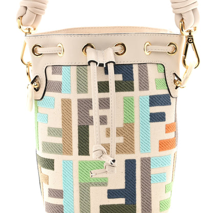 Fendi Canvas Vitello Grace F is Fendi FF Multicolor Embroidered Mini Mon Tresor Bucket Bag Grezzo Multicolor Latte 7 of 9