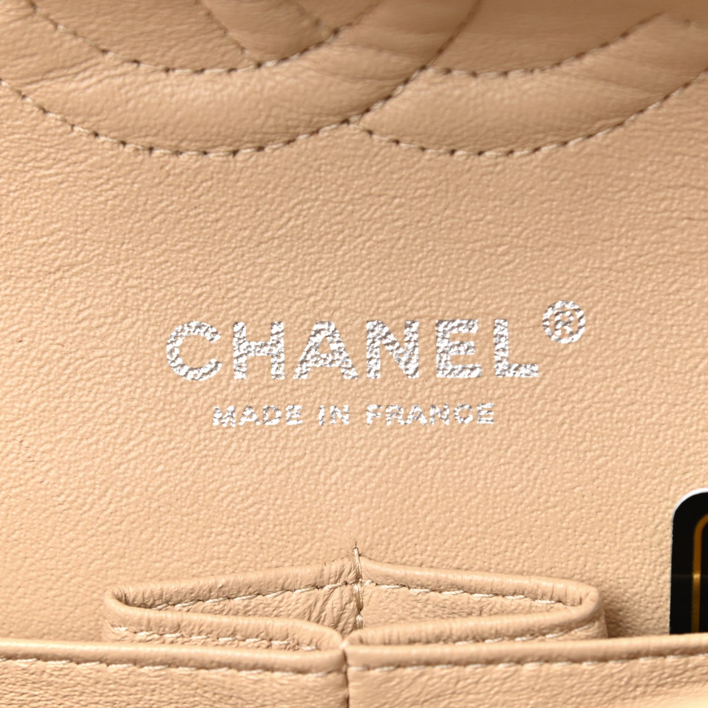 Caviar Quilted Medium Double Flap Beige