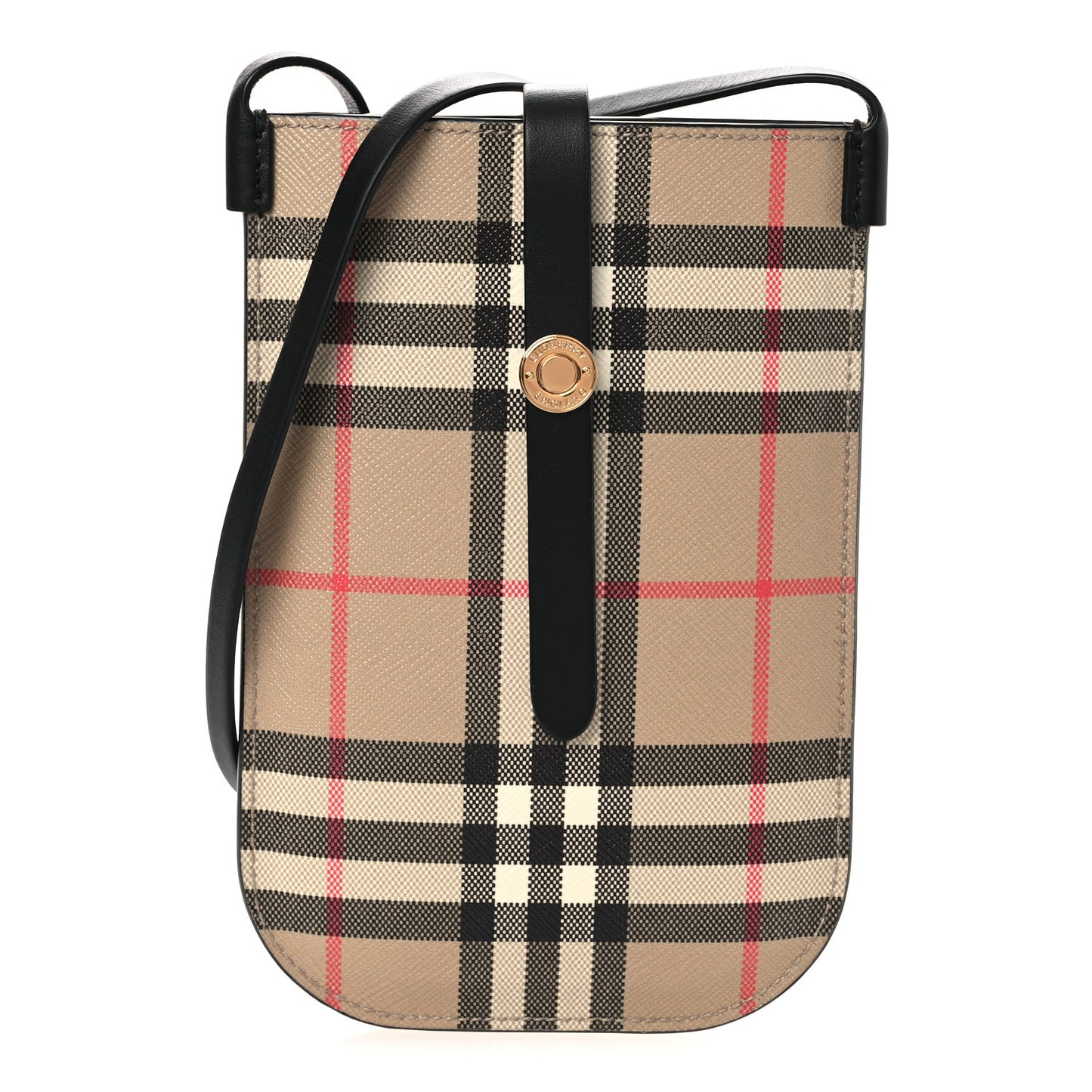 E-Canvas Calfskin Vintage Check Anne Phone Case With Strap Archive Beige