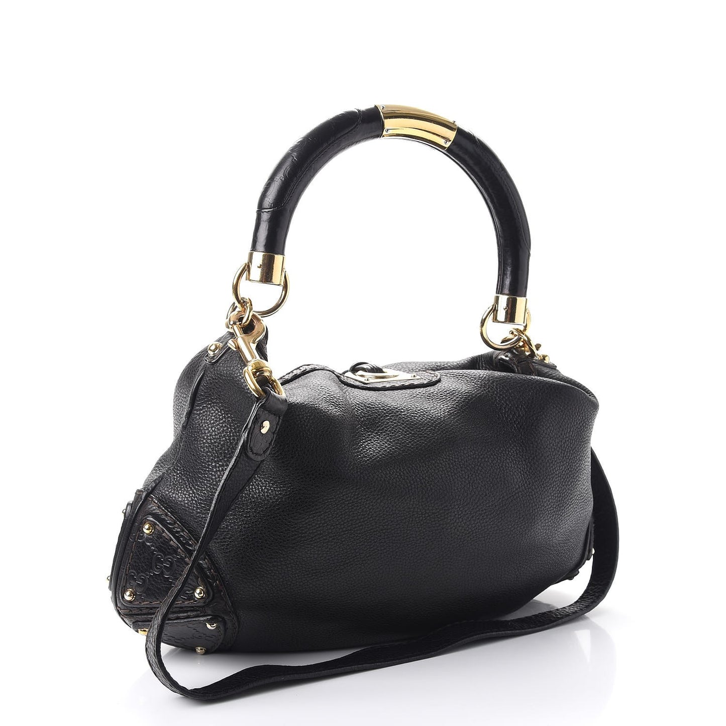 Guccissima Medium Indy Top Handle Hobo Black