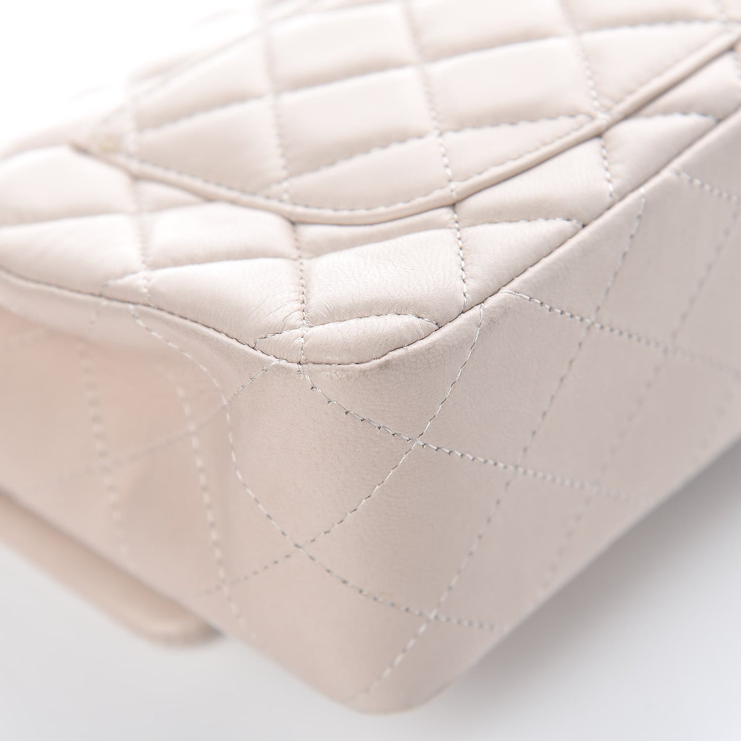 Lambskin Quilted Mini Rectangular Flap Light Beige