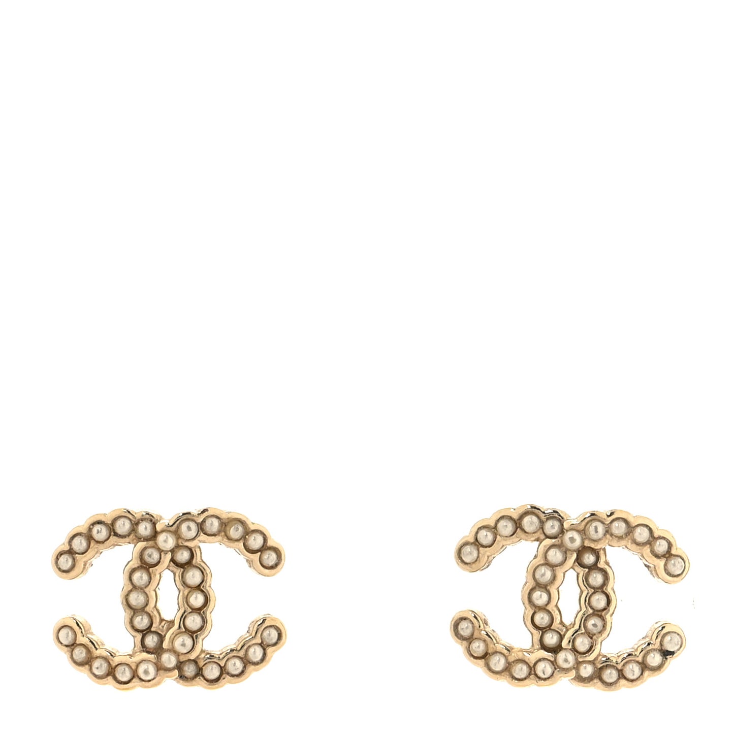 Pearl Crystal CC Earrings Light Gold