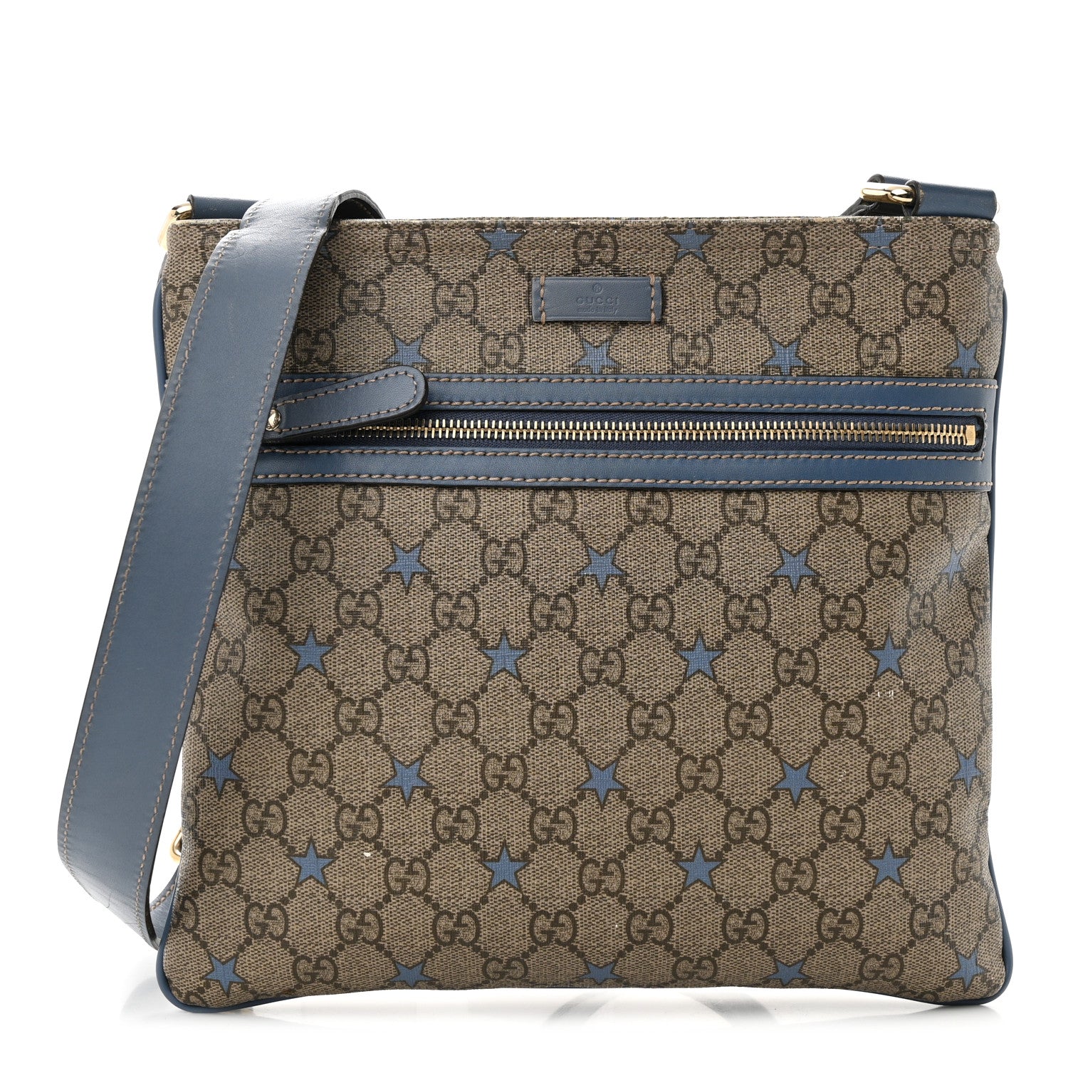 Gucci Monogram GG Supreme Stars Small Flat Messenger Bag Light Blue 1 of 17