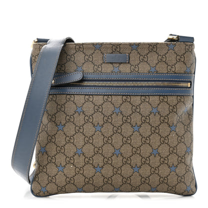 Gucci Monogram GG Supreme Stars Small Flat Messenger Bag Light Blue 1 of 17