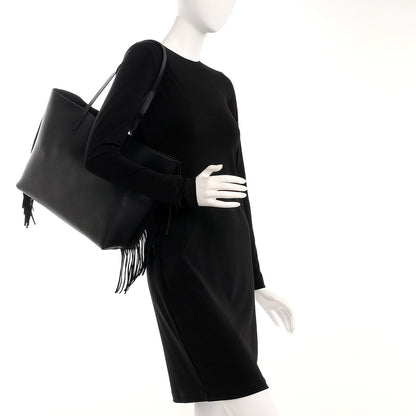 Saint Laurent Calfskin Large Fringe Shopping Tote Black 2 of 9