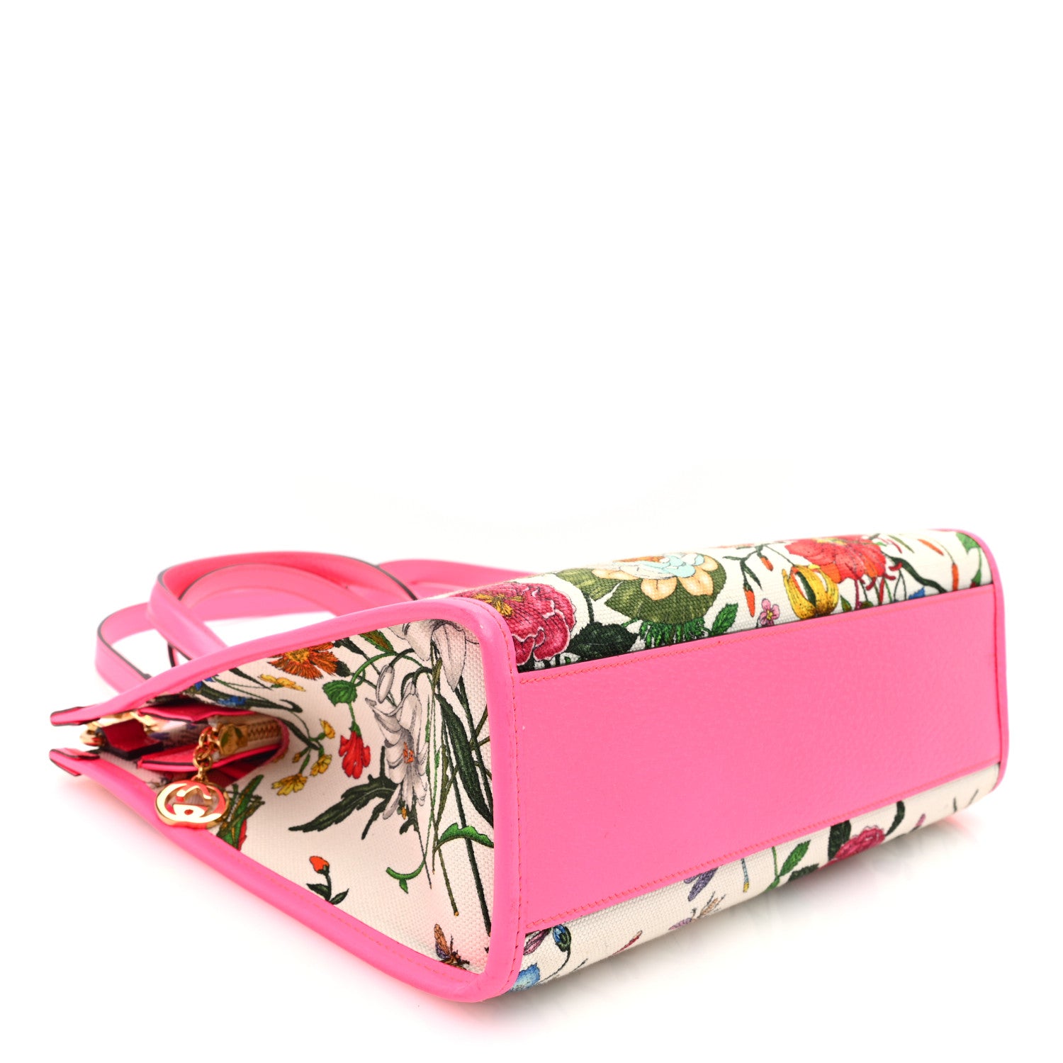 Gucci Canvas Medium Flora Tote Fuchsia 4 of 10