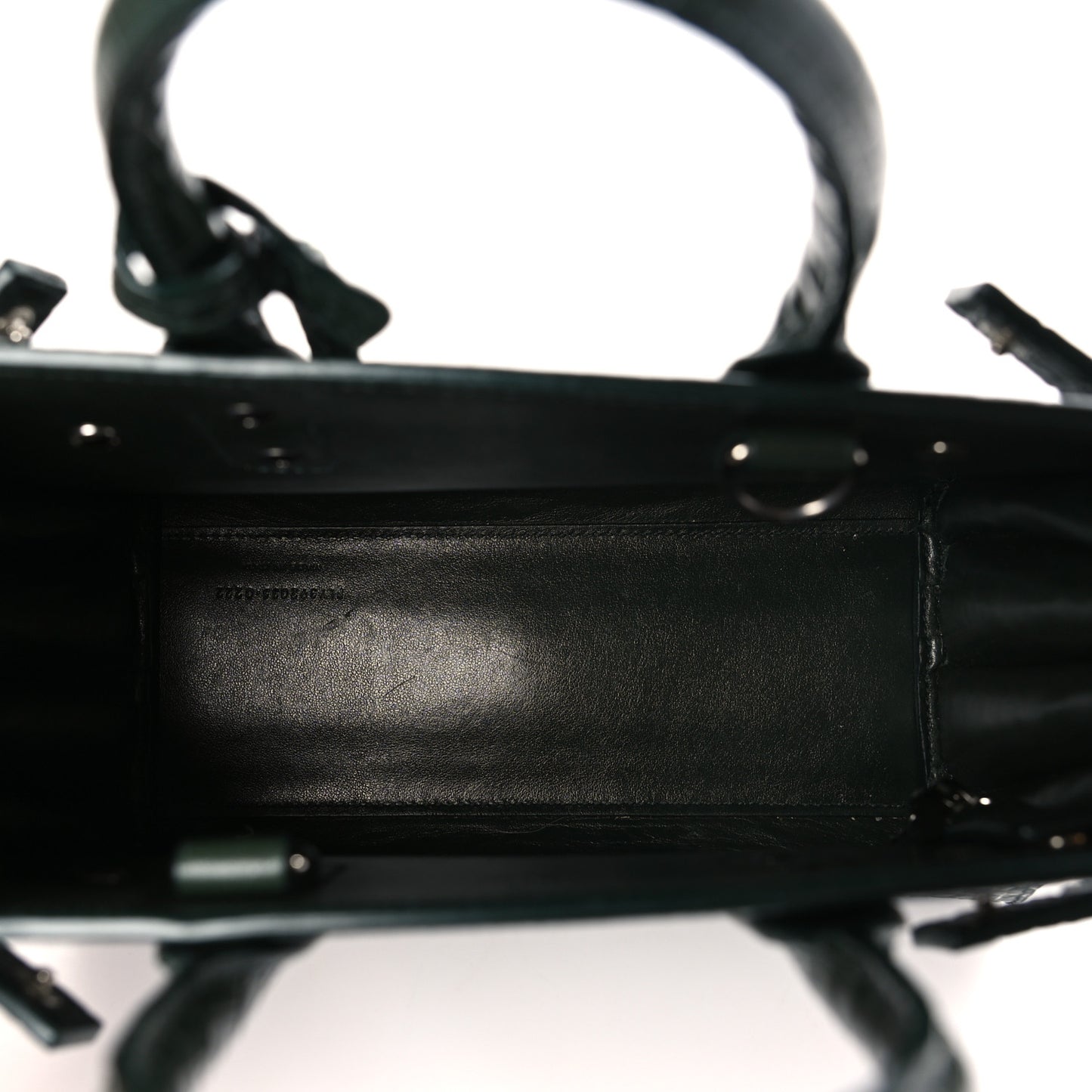 Calfskin Crocodile Embossed Nano Sac De Jour Dark Leaf