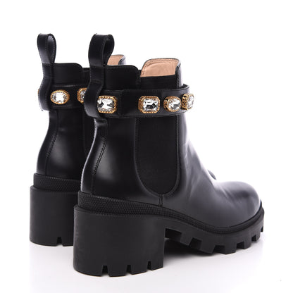 Gucci Calfskin Crystal GG Trip Chelsea Ankle Boots 38 Black 4 of 7