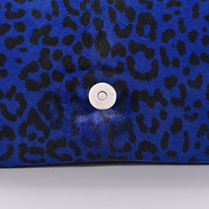 Saint Laurent Pony Hair Calfskin Monogram Leopard Print Medium Punk Chain Bag Blue 16 of 16