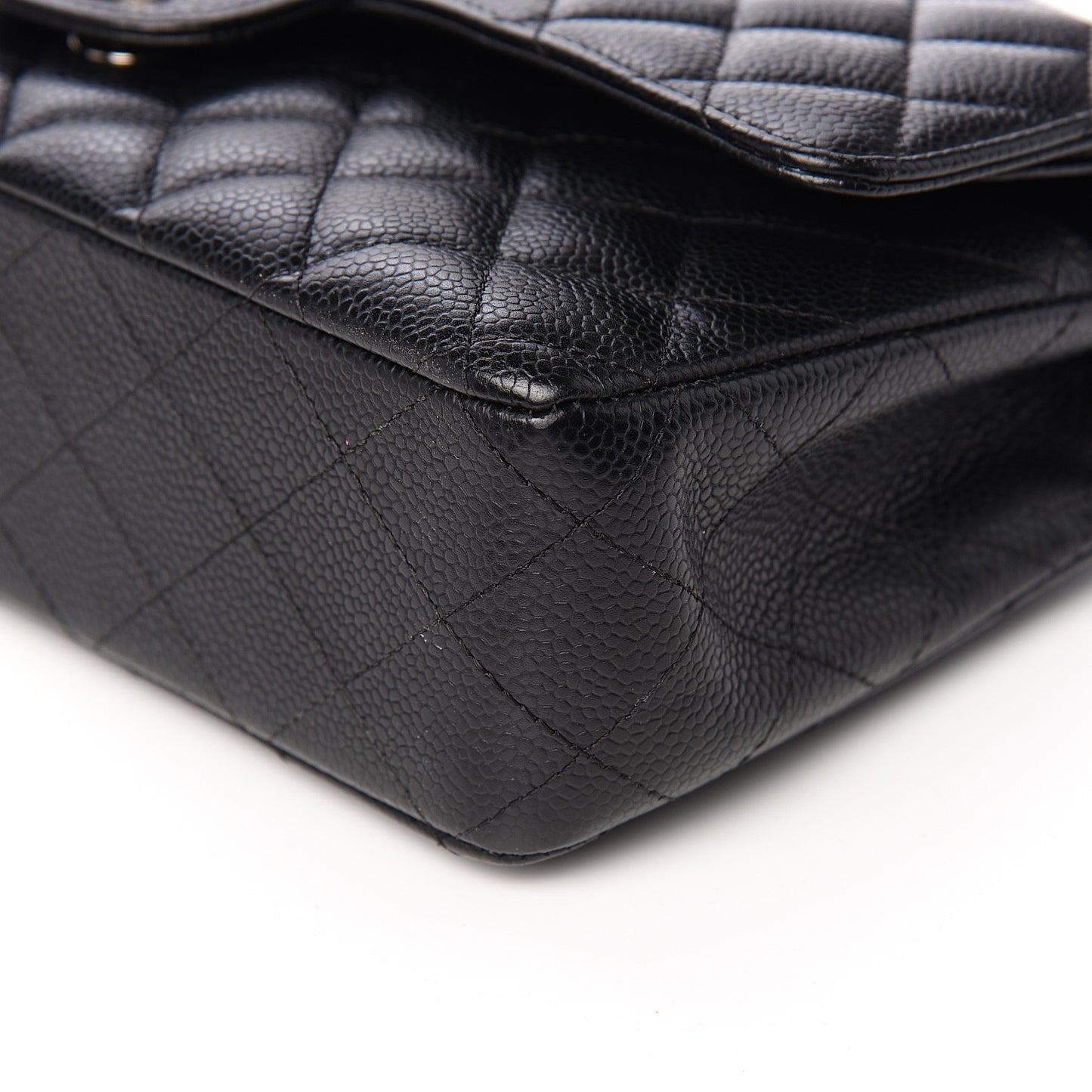 Caviar Quilted Medium Double Flap Black