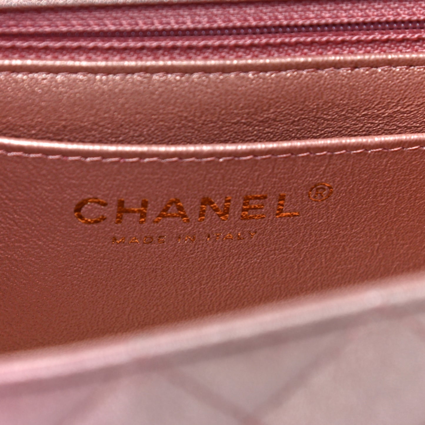 Metallic Lambskin Quilted Ombre Mini Rectangular Flap Pink