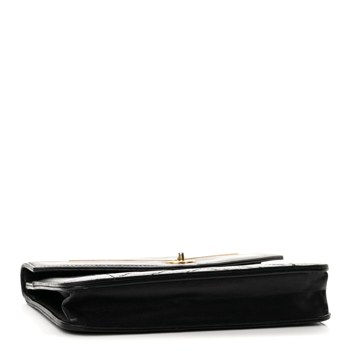 Lambskin Chevron Quilted Wallet On Chain WOC Black