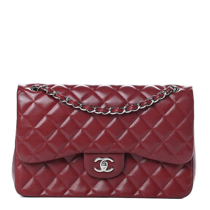 Chanel Caviar Quilted Jumbo Double Flap Dark Red 1 of 11