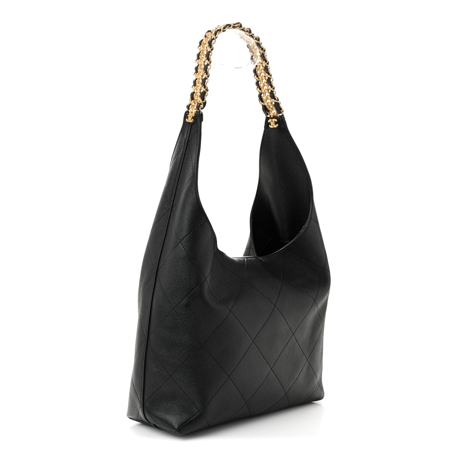 Chanel Shiny Lambskin Quilted Medium Hobo Black 8 of 21