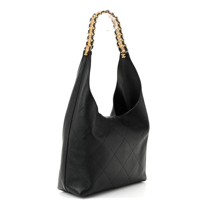 Chanel Shiny Lambskin Quilted Medium Hobo Black 8 of 21