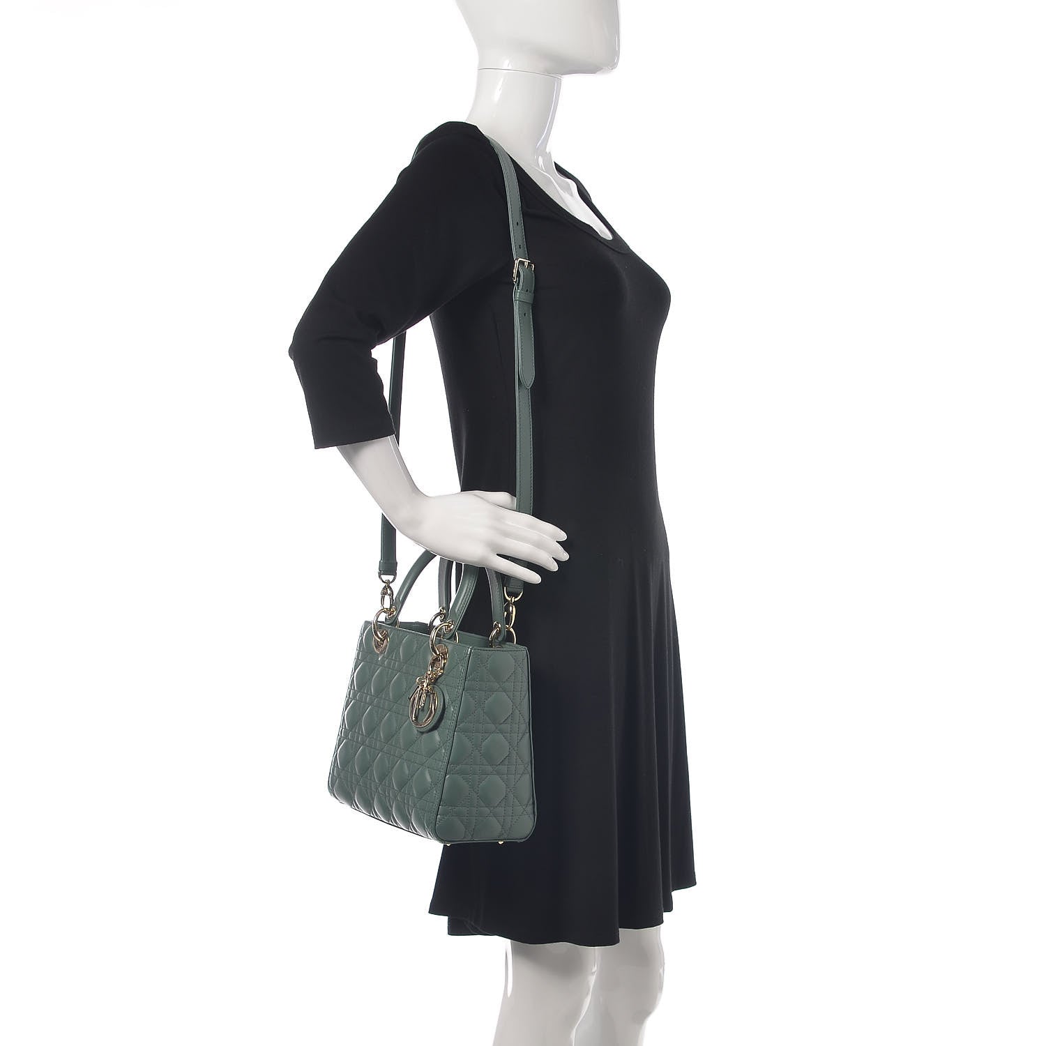 Christian Dior Lambskin Cannage Medium Lady Dior Storm Blue 2 of 9