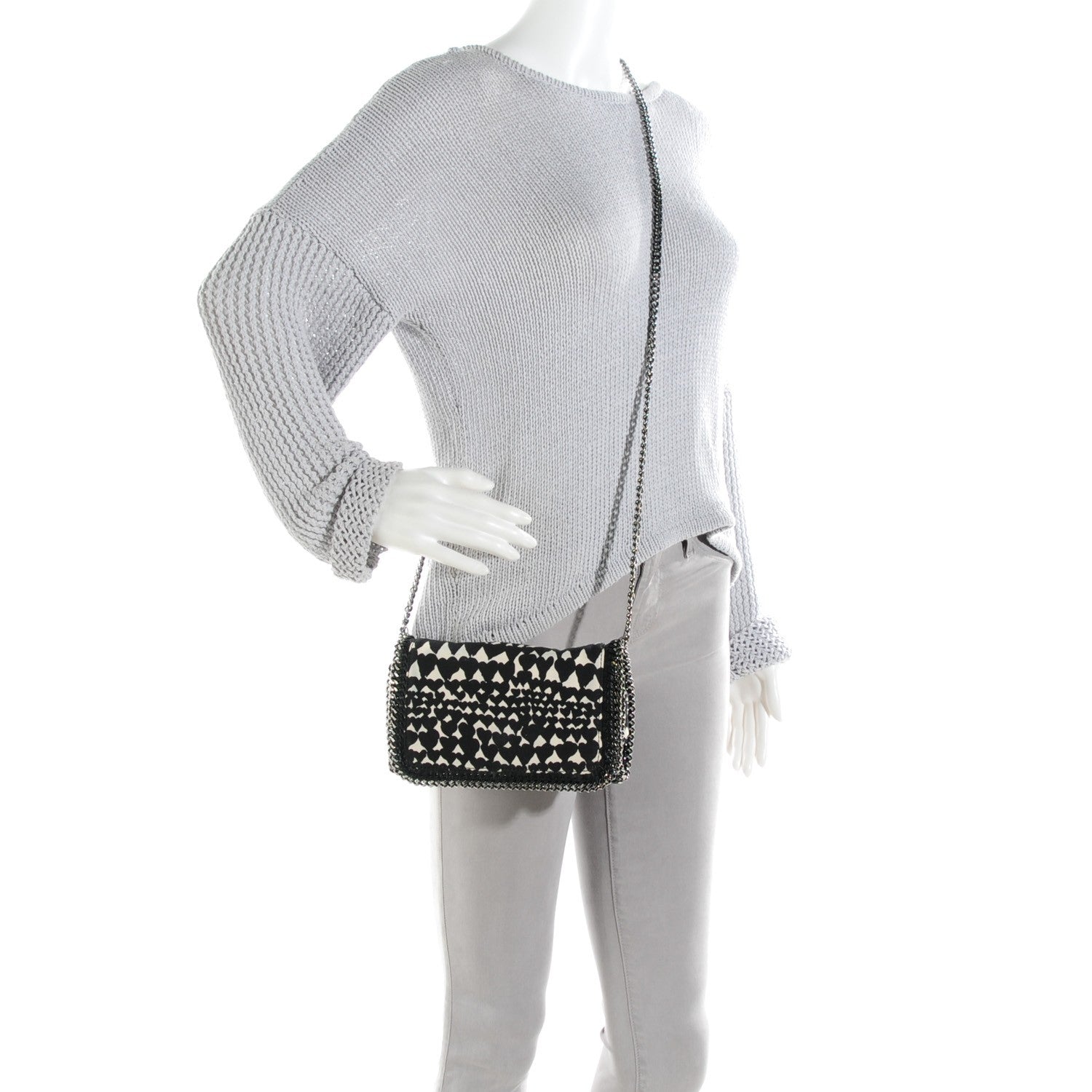 Stella McCartney Faux Leather Falabella Hearts Convertible Clutch Black 2 of 9