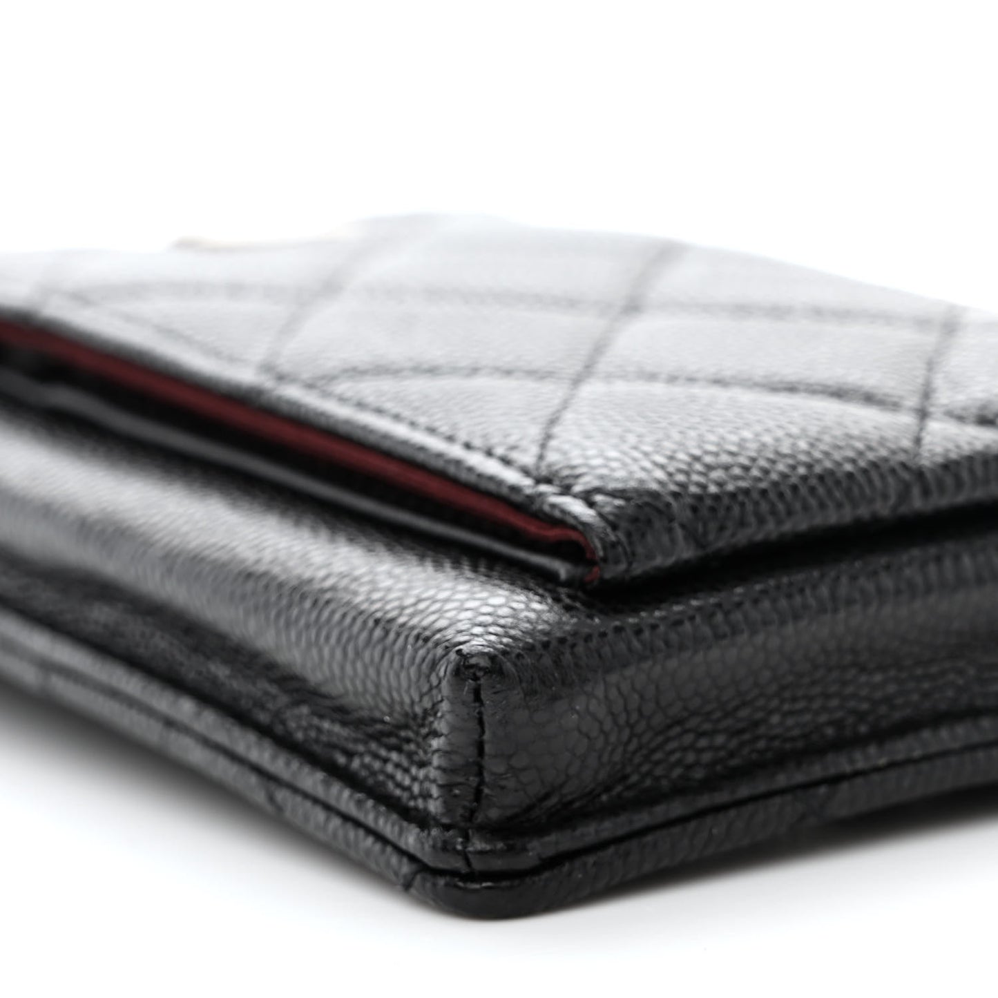 Caviar Quilted Zip Phone Case Black