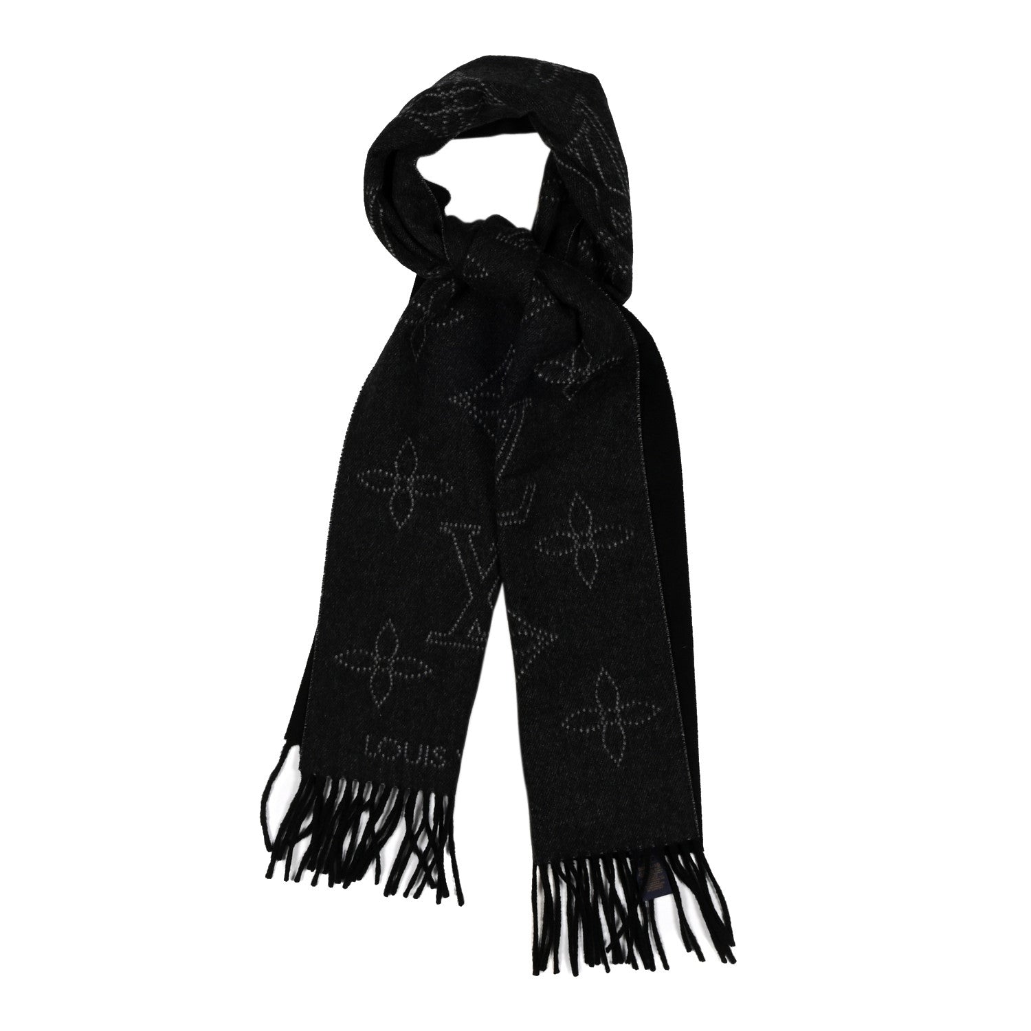 Louis Vuitton Cashmere Wool Silk Flight Mode Mahina Echarpes Scarf Black 1 of 3