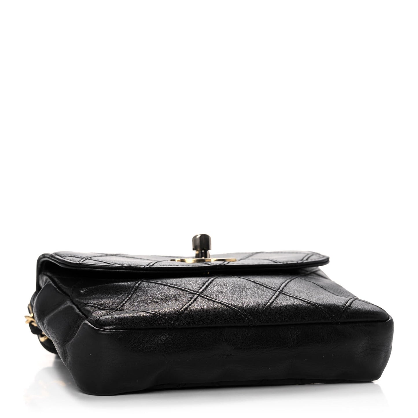 Calfskin Quilted Flap Waist Belt Bag 75 30 Black