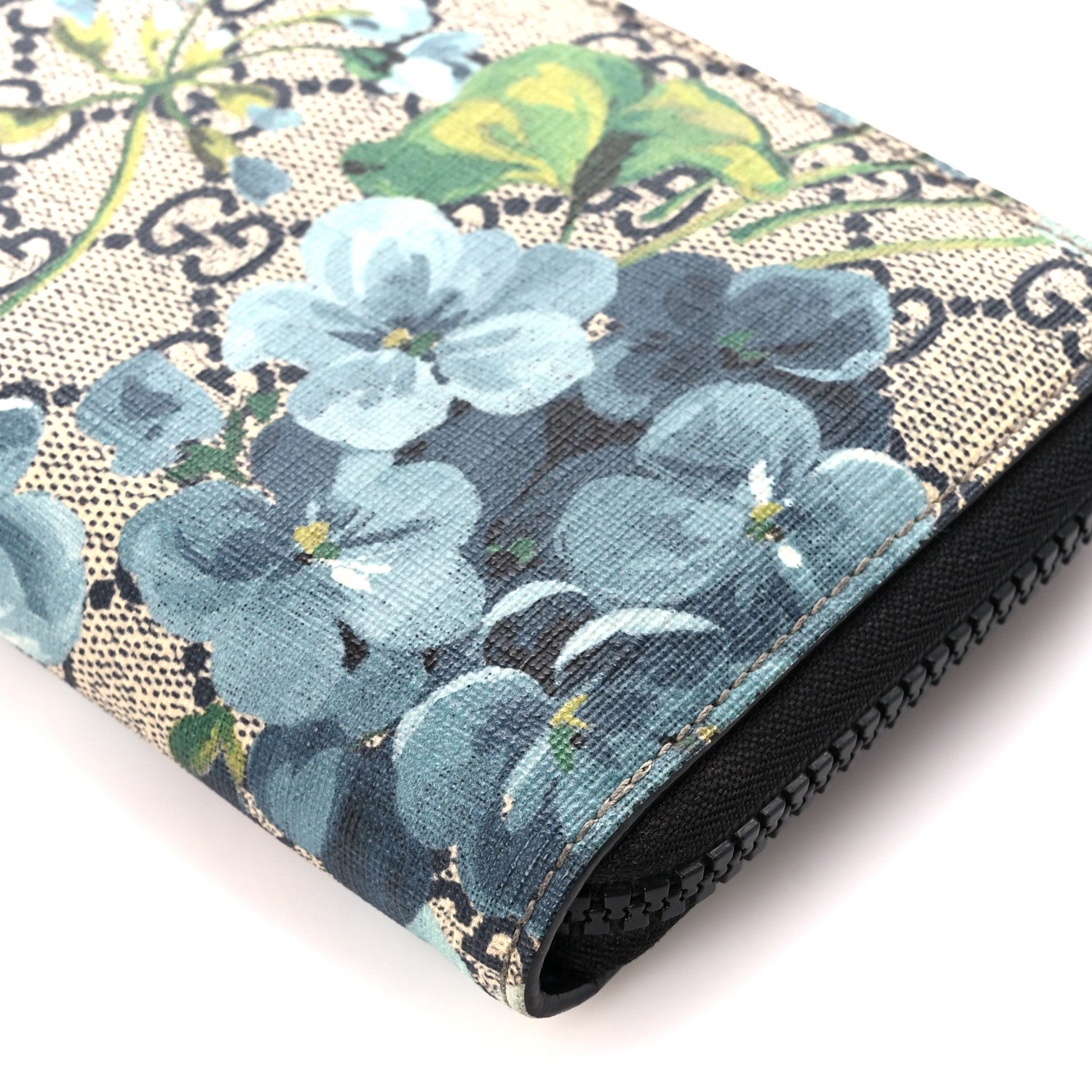 Gucci GG Supreme Monogram Blooms Zip Around Wallet Blue 10 of 10