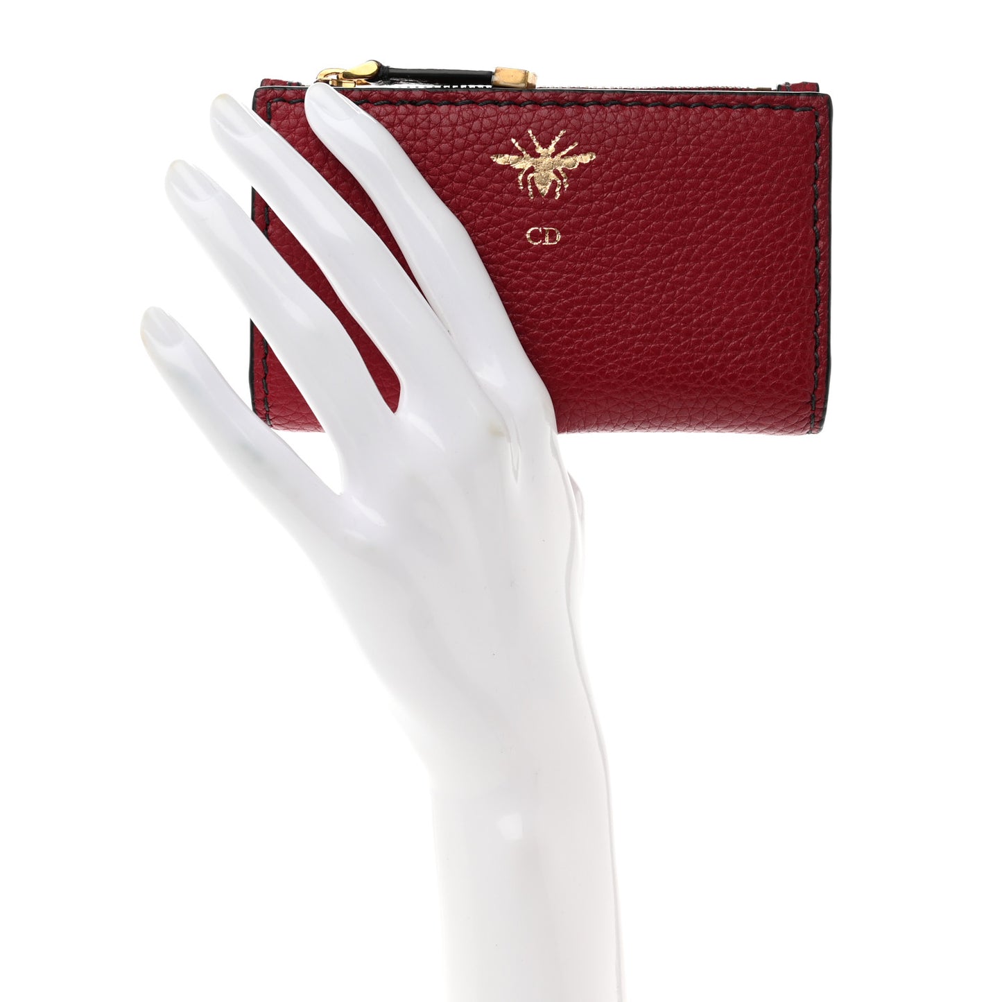 Calfskin D-Bee Wallet Dark Red