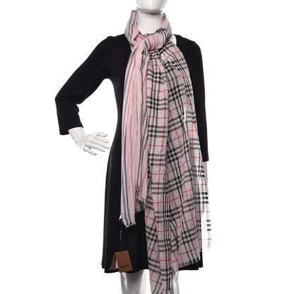 Burberry Wool Silk Gauze Vintage Check Scarf Alabaster Pink 2 of 5