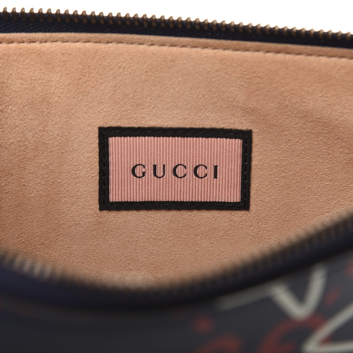 Gucci Calfskin GucciGhost Print Pouch Blue Agata Hibiscus Red 8 of 10