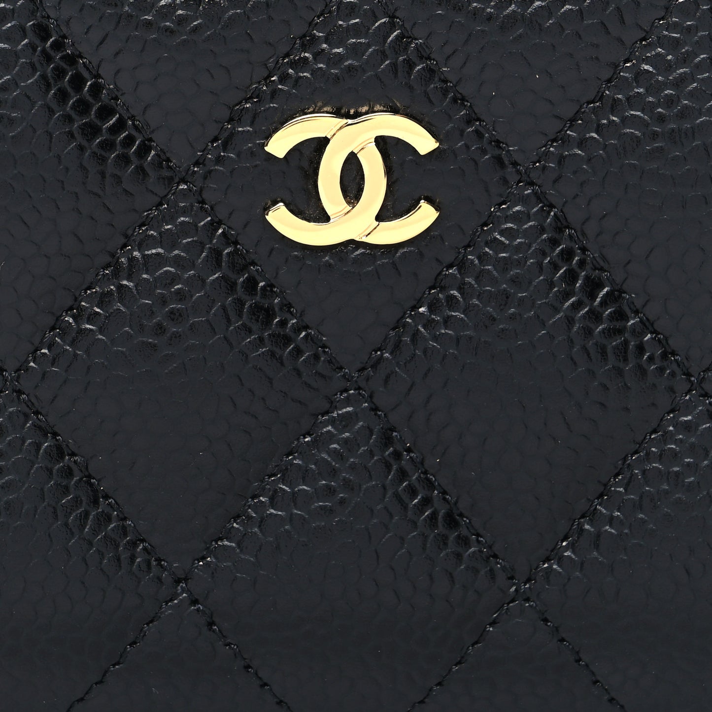 Caviar Quilted Zip Coin Purse Black