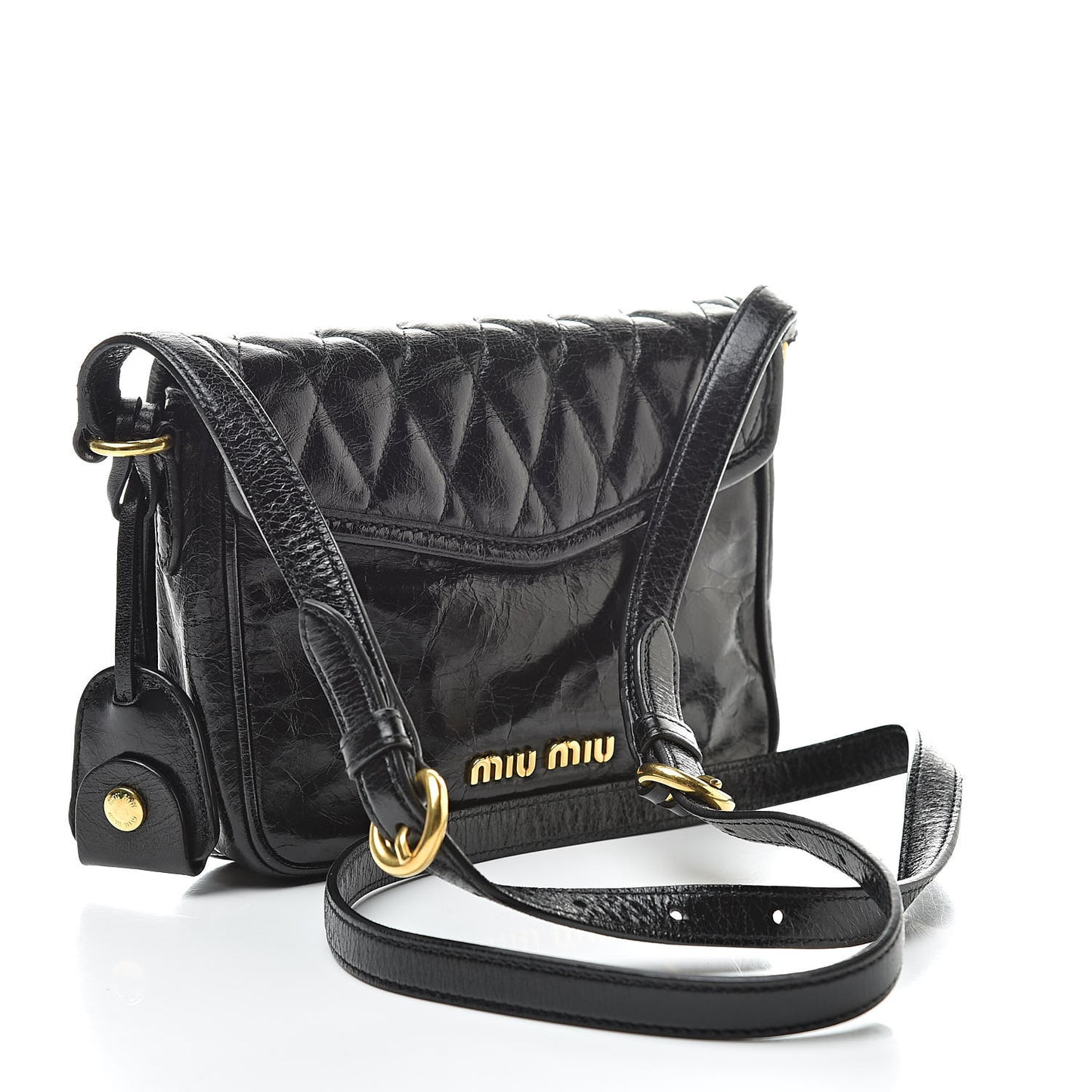 Vitello Lux Quilted Crossbody Black
