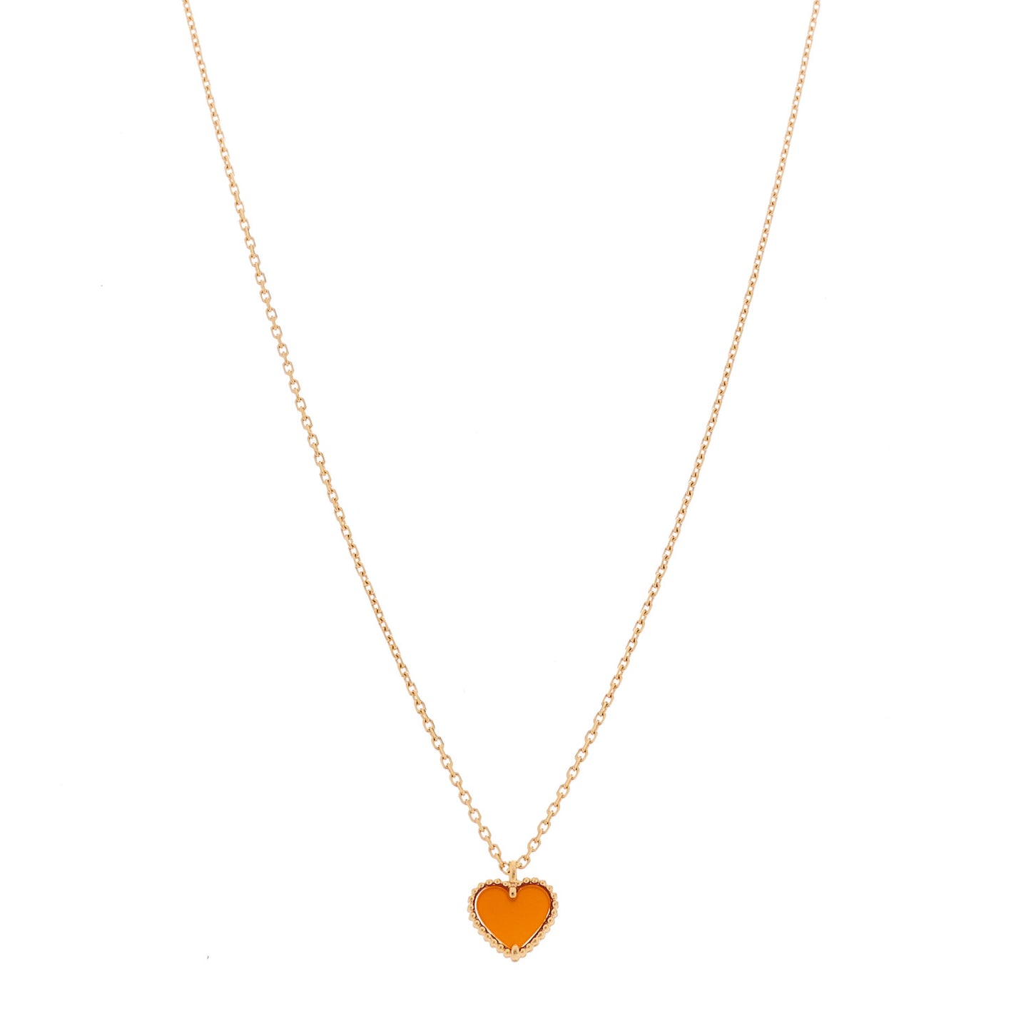 18k Rose Gold Carnelian Sweet Alhambra Heart Pendant Necklace
