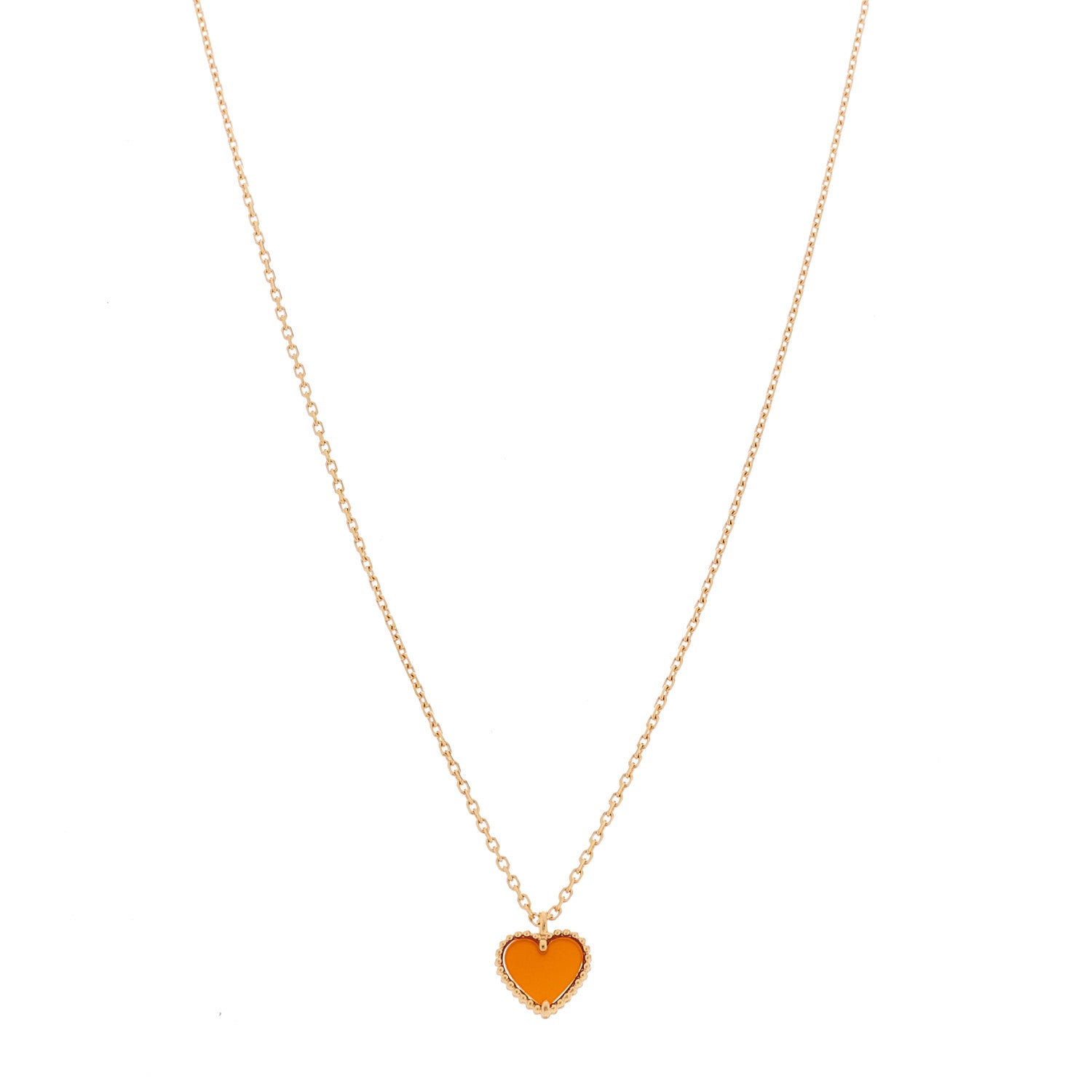 Van Cleef & Arpels 18k Rose Gold Carnelian Sweet Alhambra Heart Pendant Necklace 1 of 5