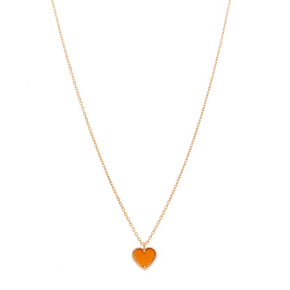 Van Cleef & Arpels 18k Rose Gold Carnelian Sweet Alhambra Heart Pendant Necklace 1 of 5