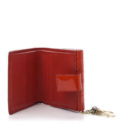 Christian Dior Patent Cannage Lady Dior Compact Wallet Red 5 of 12