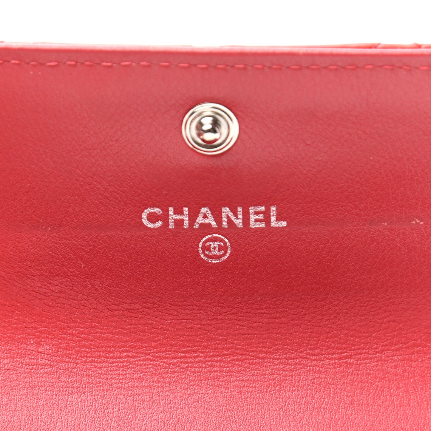 Patent Quilted Card Holder Wallet Coral