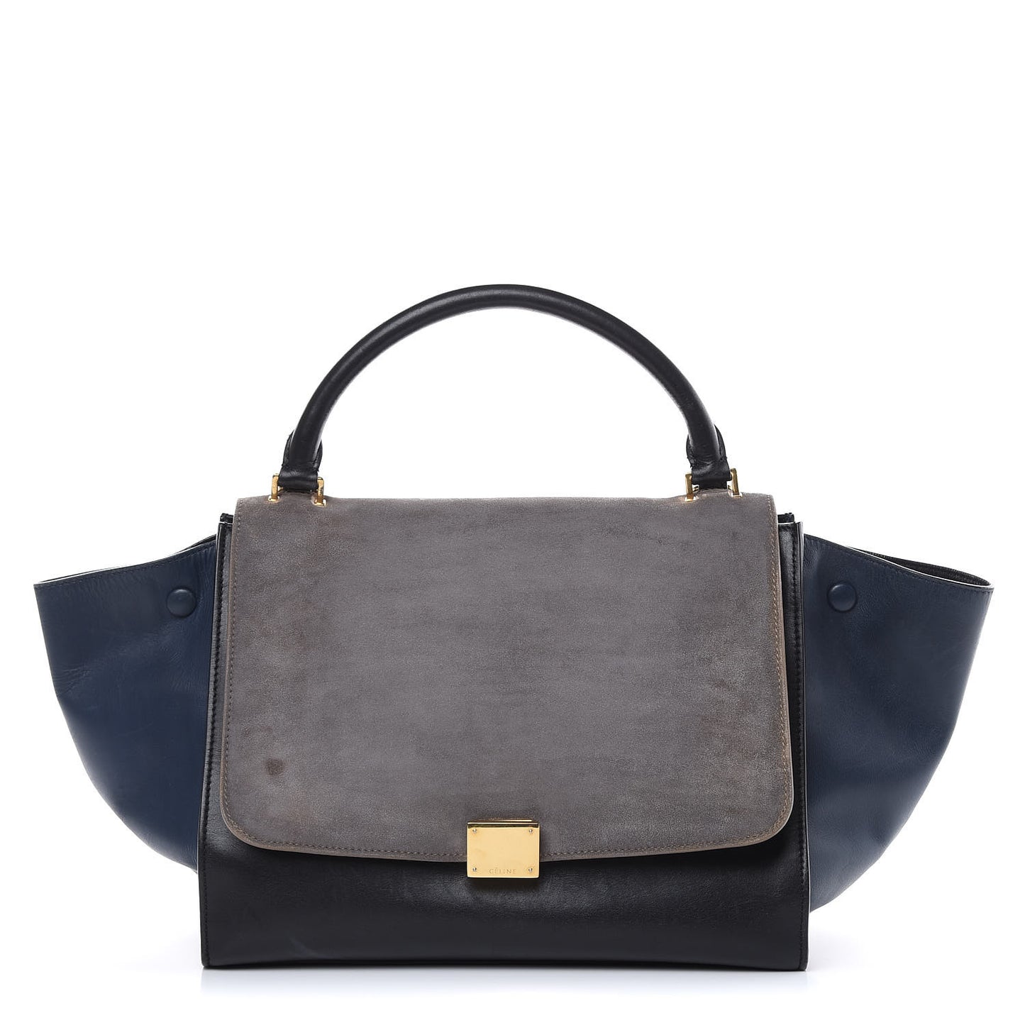 Calfskin Suede Medium Tri-Color Trapeze Grey