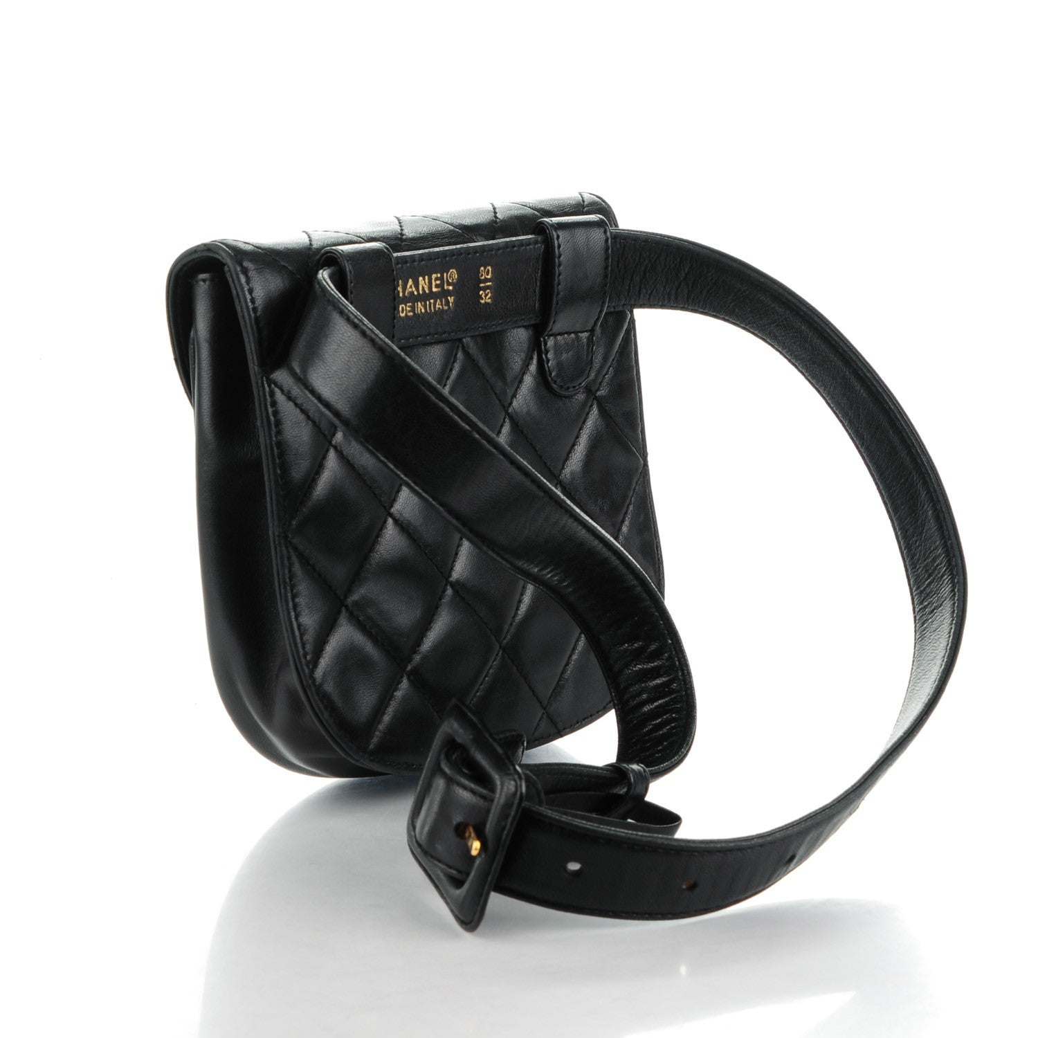 Chanel Lambskin Quilted Flap Waist Belt Bag 80 32 Black 3 of 12