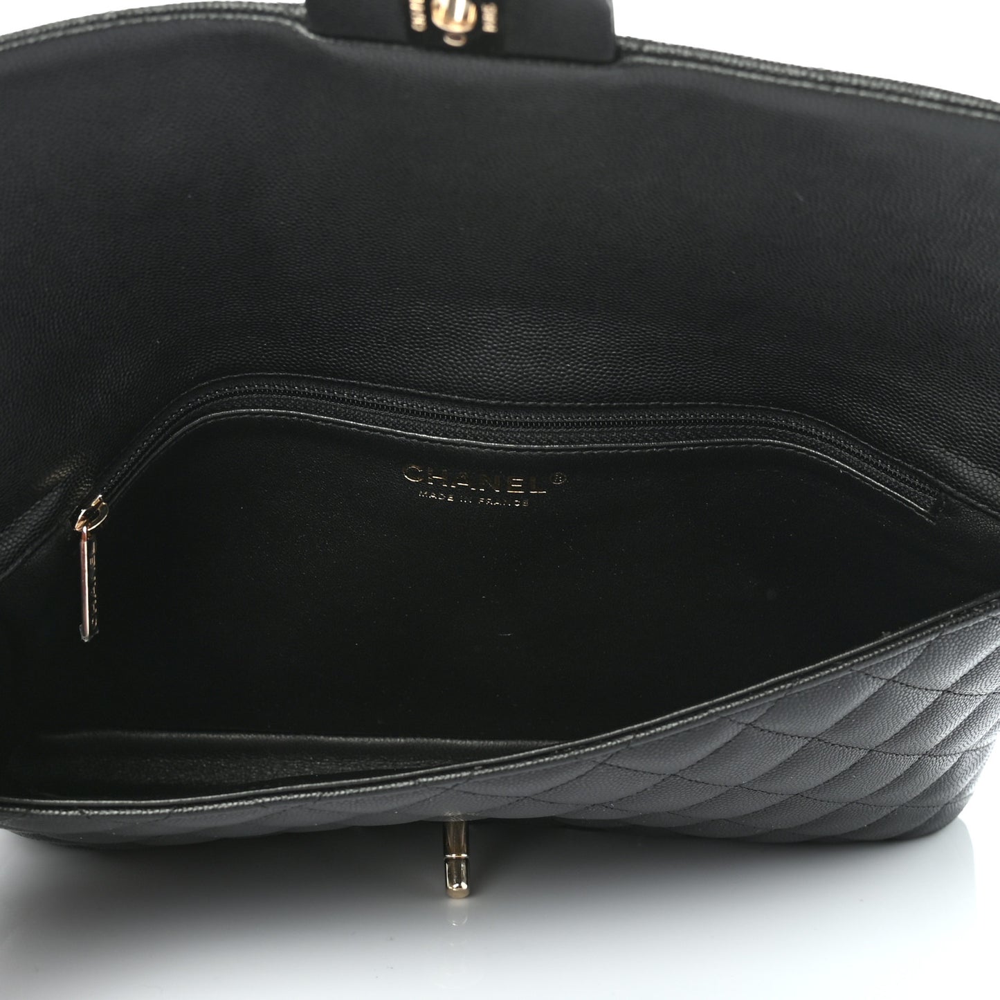Caviar Quilted Flap Clutch Black