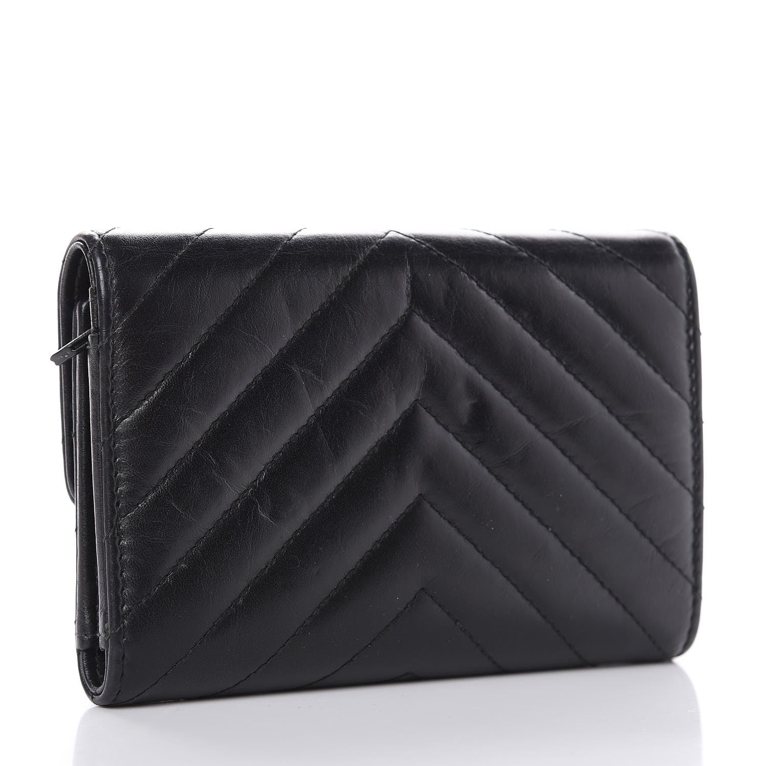 Chanel Aged Calfskin Chevron Quilted Reissue Medium Flap Wallet So Black 3 of 11
