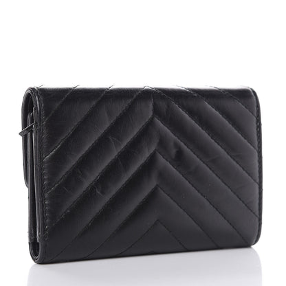 Chanel Aged Calfskin Chevron Quilted Reissue Medium Flap Wallet So Black 3 of 11