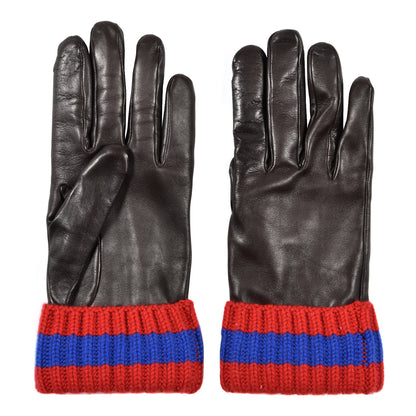Gucci Nappa Cashmere Web Gloves L Dark Brown 2 of 4