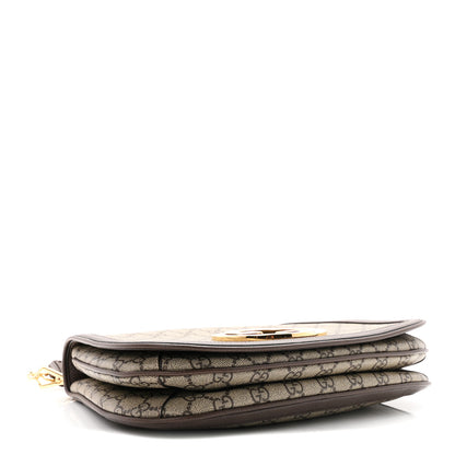 Gucci GG Supreme Monogram Textured Dollar Calfskin Web Medium Blondie Top Handle Shoulder Flap Bag Beige Ebony New Acero 4 of 10