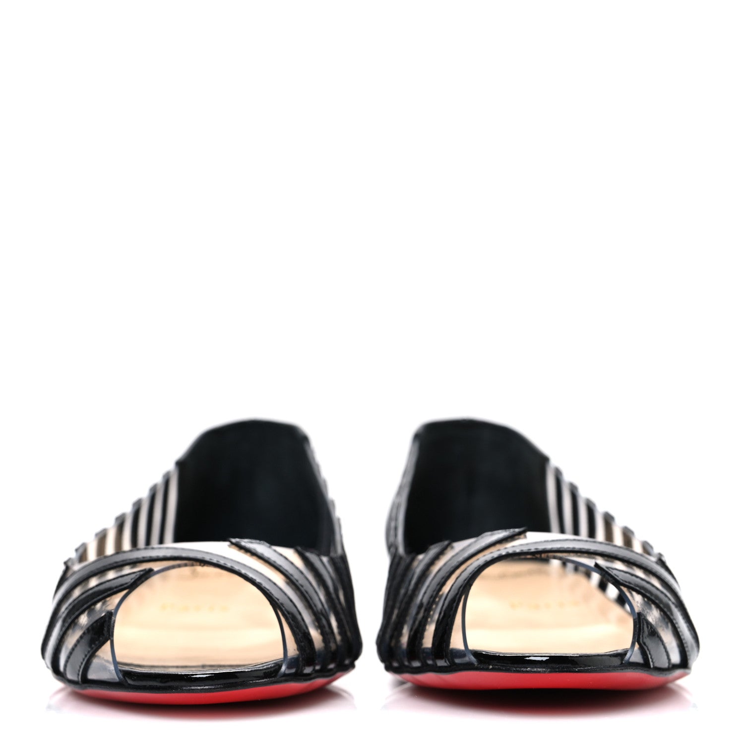 Christian Louboutin Patent PVC Striped A6 Flats 36.5 Black 3 of 9