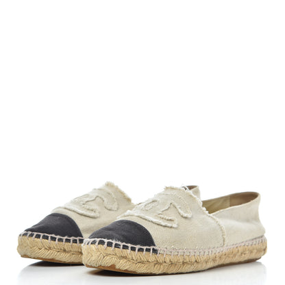 Chanel Linen CC Espadrilles 38 Beige Black 3 of 23