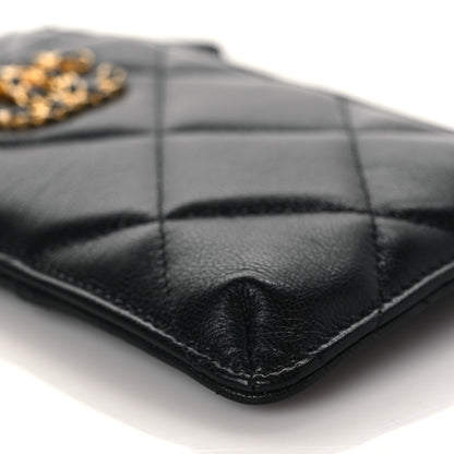 Chanel Shiny Goatskin Quilted Chanel 19 Phone and Card Holder Black 8 of 9
