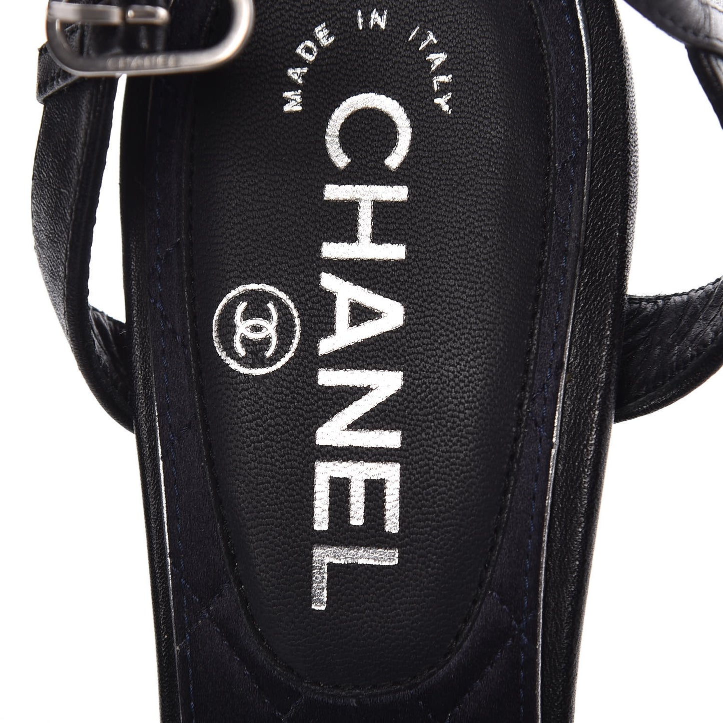 Lambskin Crystal CC Sandals 39.5 Black