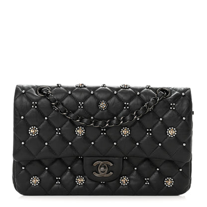 Chanel Lambskin Beaded Quilted Flower Double Flap Black 1 of 11