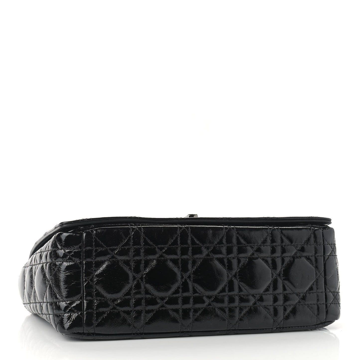 Crinkled Patent Lambskin Cannage Medium Caro Bag Black