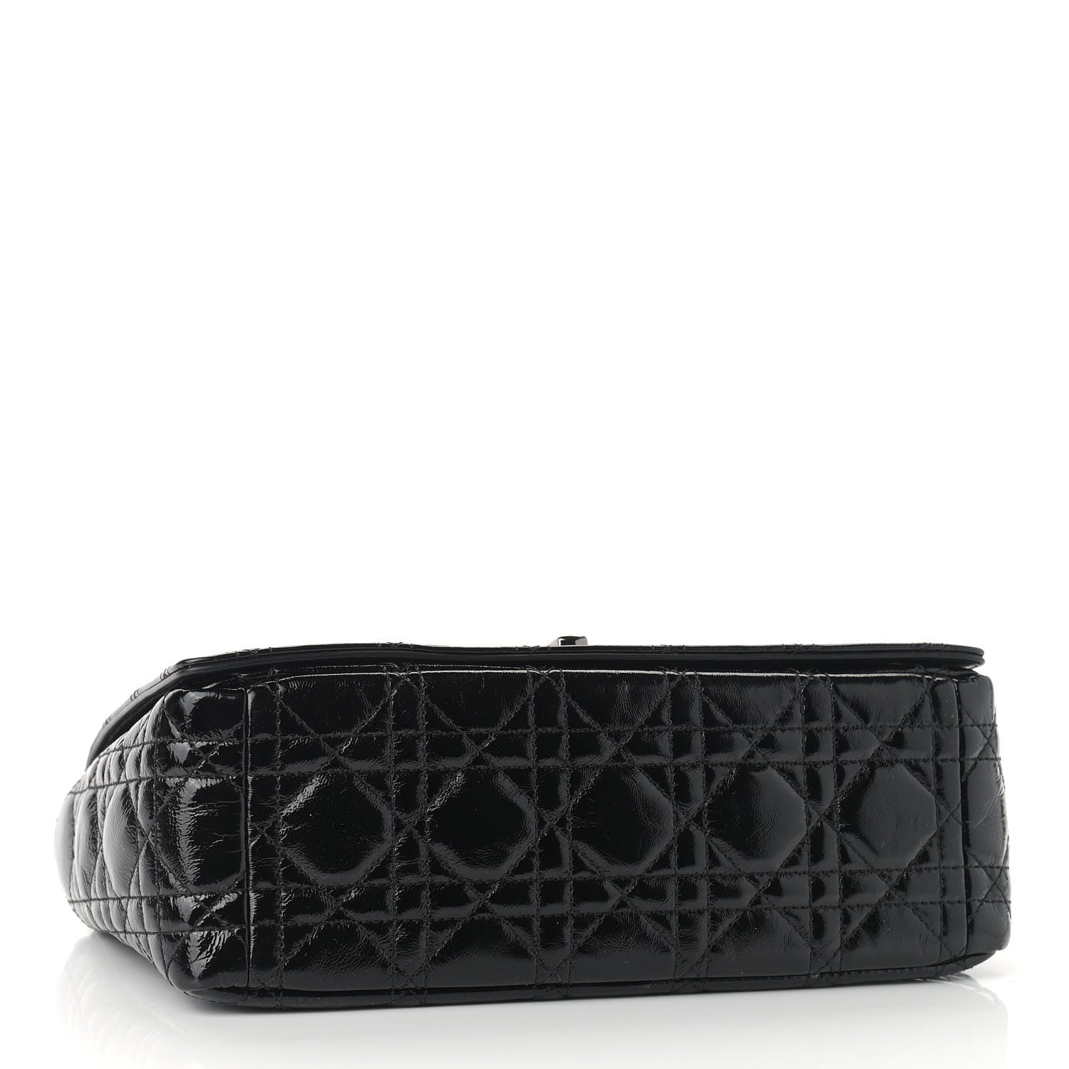 Christian Dior Crinkled Patent Lambskin Cannage Medium Caro Bag Black 4 of 9